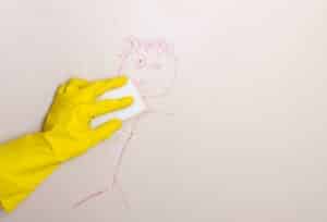 cleaning crayon off wall with magic eraser